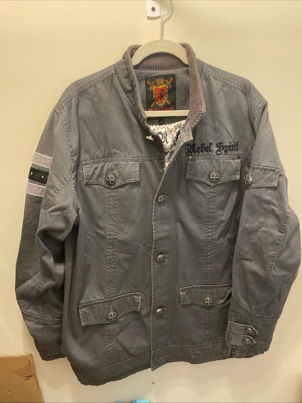 Rebel Spirit Men’s Gray Military-Style Jacket